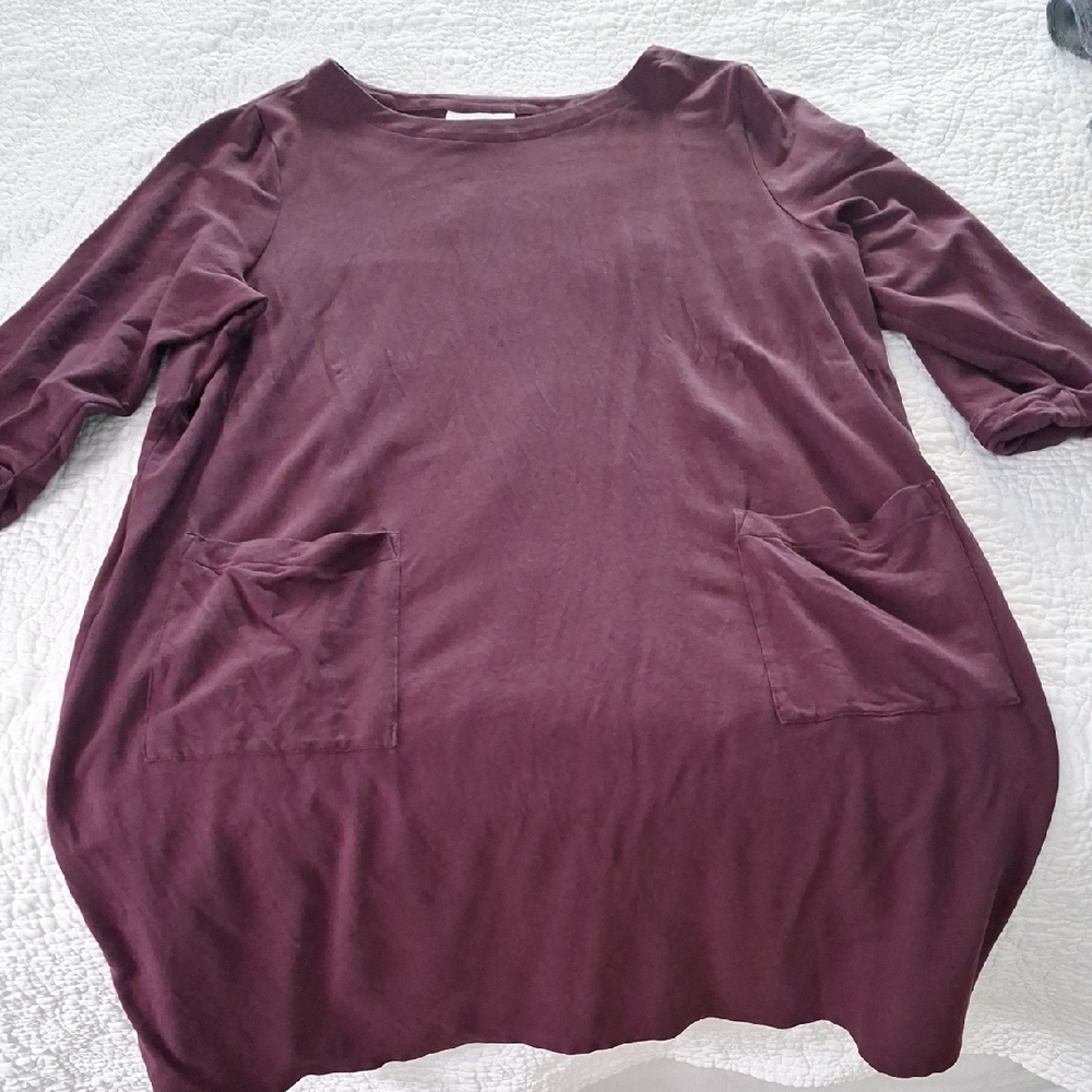 J Jill Purejill 2x Maroon Burgundy Purple Dress Pockets
